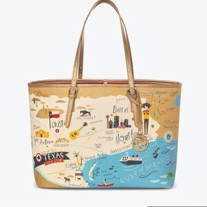 Spartina 449  Large Texas Map Tote & Bonus NWT Spartina Cosmetic Bag